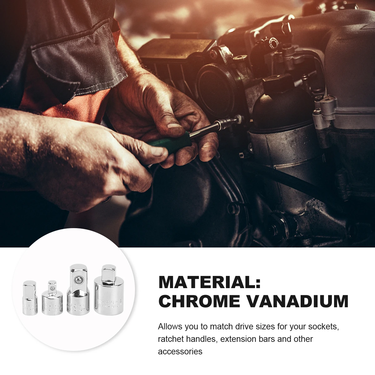 4pcs 4 Pieces Socket Adapter Set Ratchet Wrench Tool Drill Bit Extension to Square Conversion for Car Maintenance Hand Tools