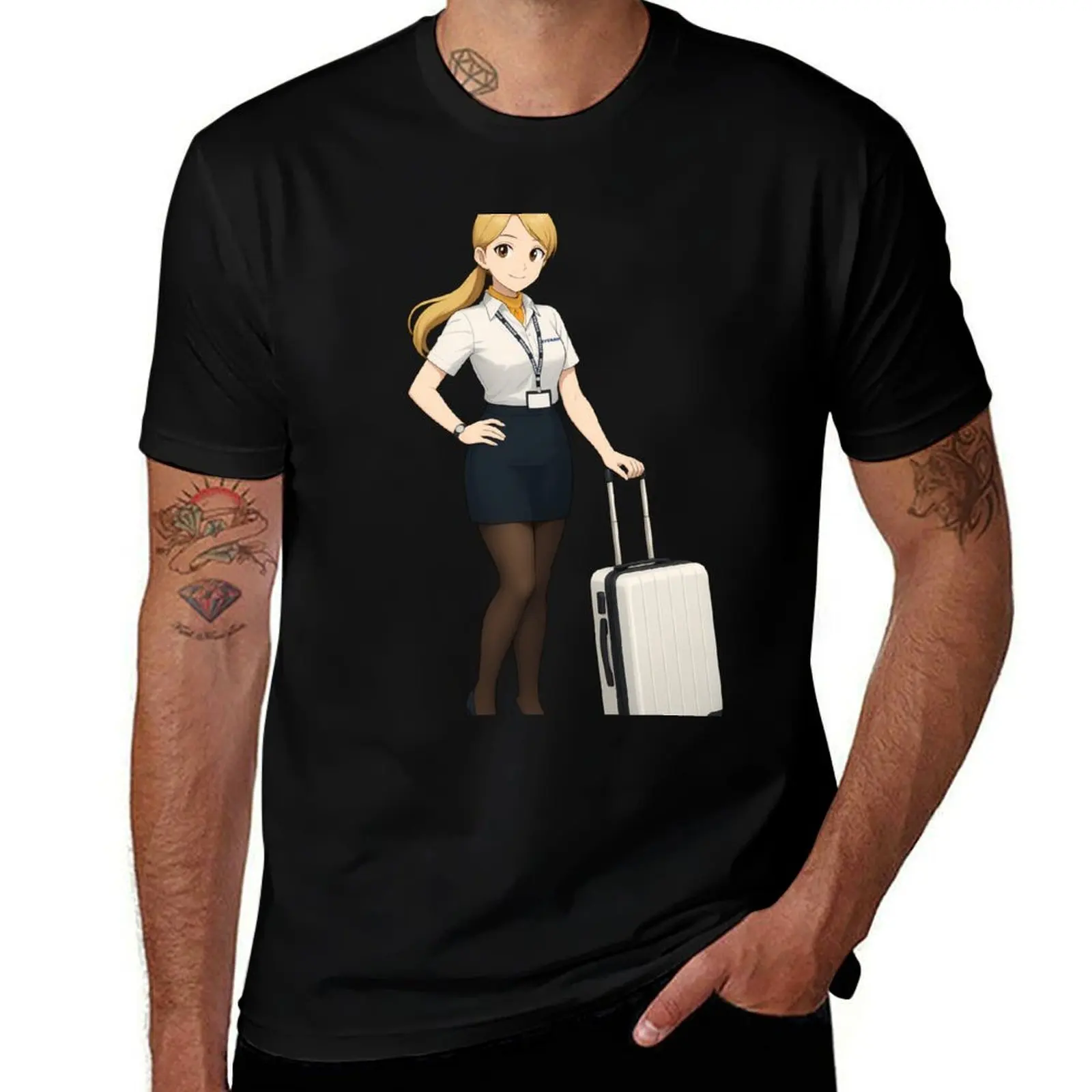 

Flight Attendant Anime Girl T-Shirt anime shirt football t shirt oversized graphic tee quick-drying shirts men graphic