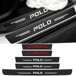 Carbon Fiber for VW Polo Car Doorsill Stickers Protect Film Threshold Bumper Strips Scuff Plate Decals Accessories