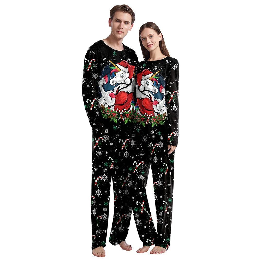 New Elk Christmas Graphic Pajamas Sets for Women Red Checkered Couple Sleepwear Family Matching Outfits New Year Pajamas Clothes