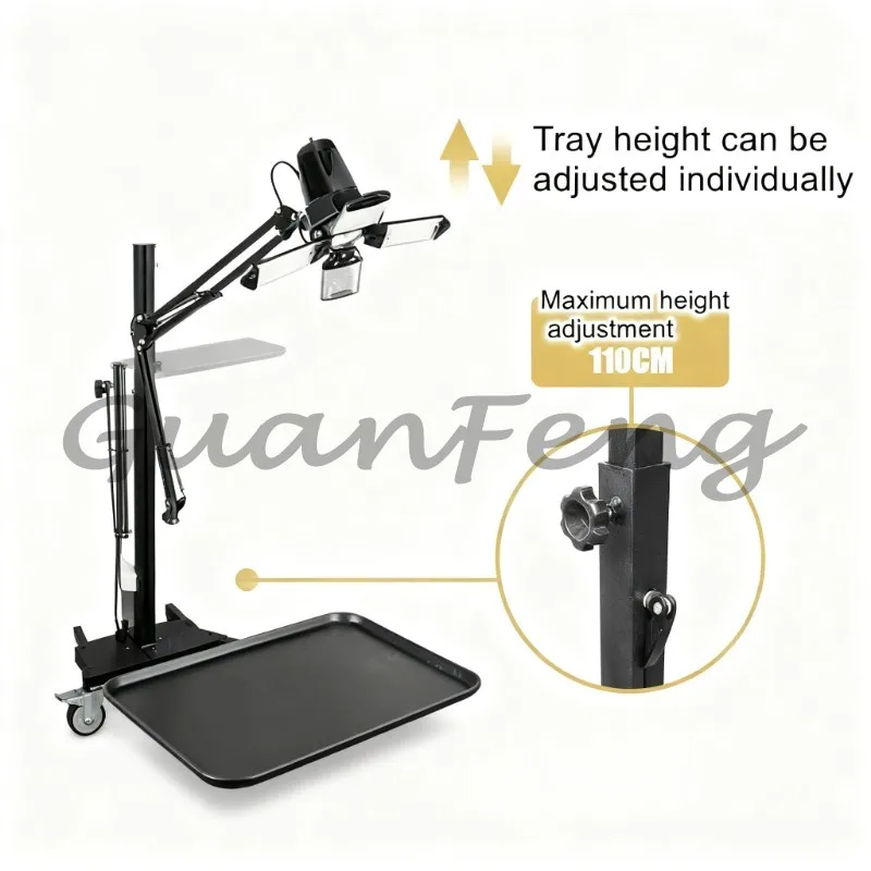 High-brightness Four-leaf Lamp Tattoo Workstation, Foldable Mobile Multi-function Tattoo Table, Ink Color Bracket