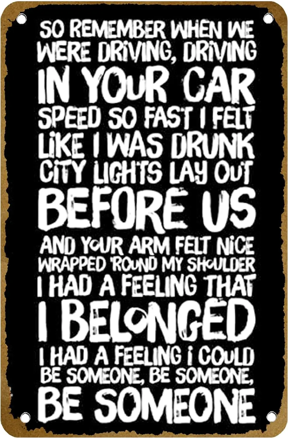 Fast Car Lyrics : Tracy Chapman Poster Vintage Metal Tin sign Logo Family Club Bar Cafe Bedroom Art Wall Decoration Gift 8x12 in