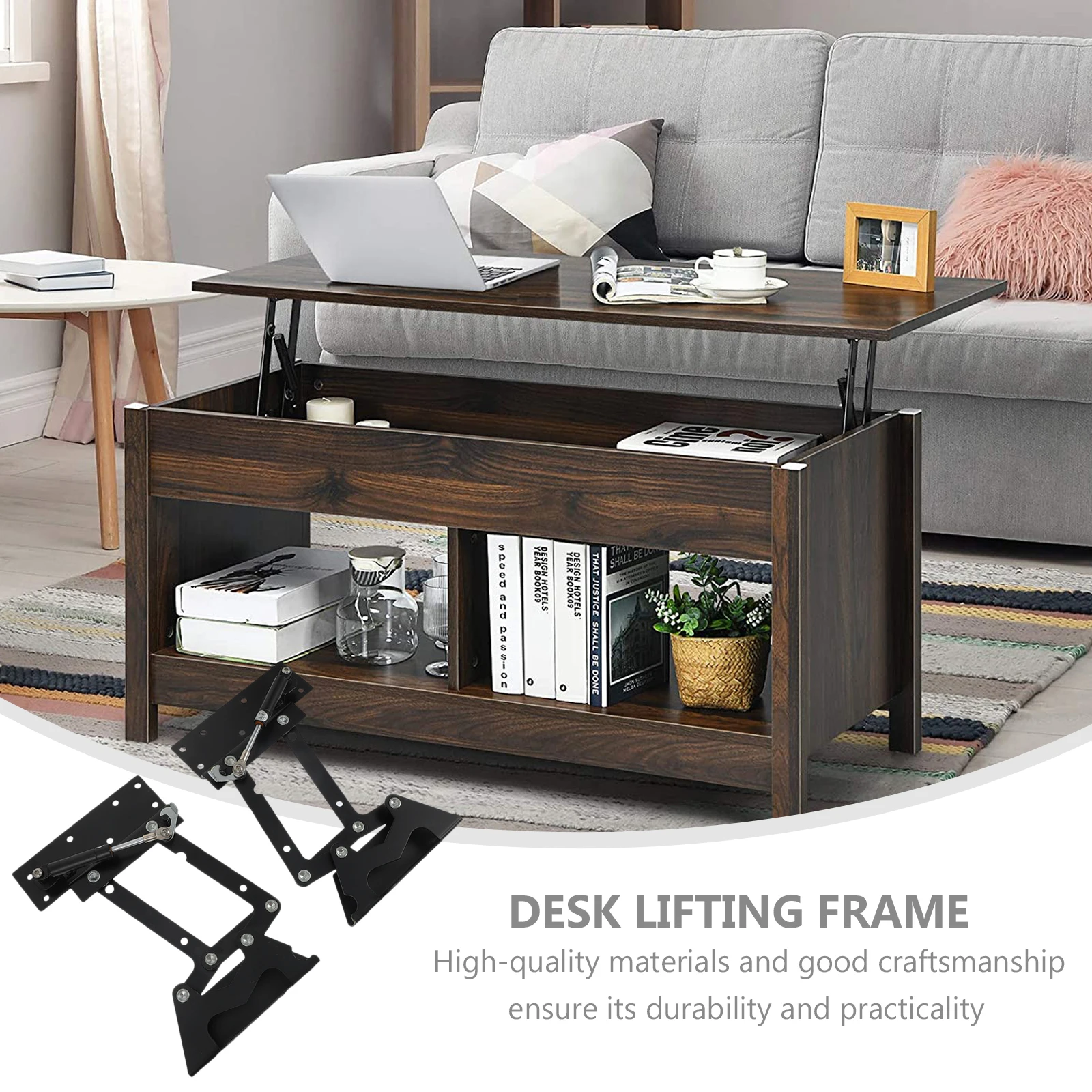 

1 Pair Lift Up Hinges Mechanism For Table Desk Furniture Folding Support Bracket High-Quality Lifting Frame Space Saving