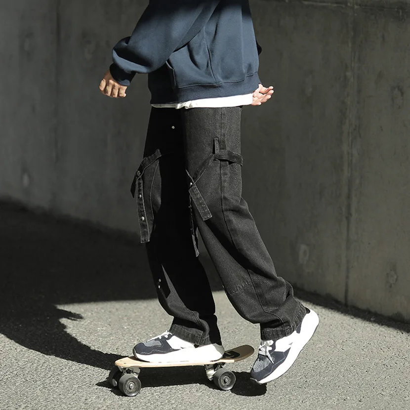 

Мужские джинсы Bla Loose Straight Leg: ретро-стиль, уличная мода, весна-осень, новые, трендовые, износостойкие