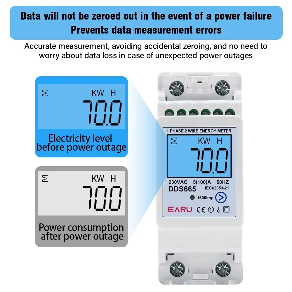 Многофункциональный 230 В 100 А двунаправленный счетчик энергии Сброс нуля кВтч Солнечная фотоэлектрическая мощность Напряжение Ток Частота Связь RS485