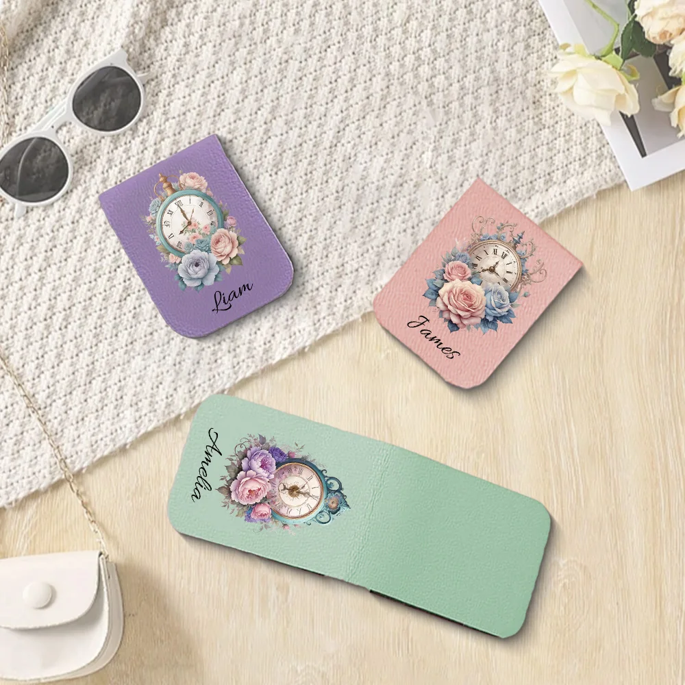 1 szt. Zakładka do książki z różą i alarmem, Skórzana zakładka do książki z różą na zamówienie, Personalizowana zakładka magnetyczna, Prezent urodzinowy dla miłośnika książek