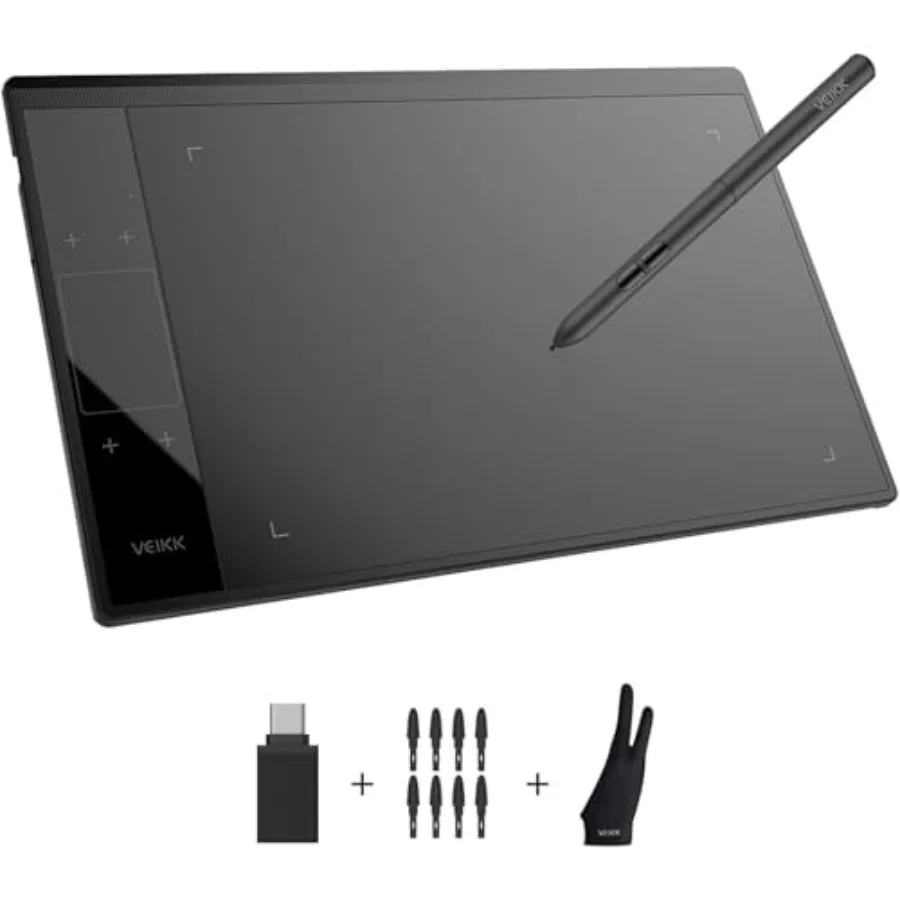 

A30 V2 Drawing Tablet 10x6 Inch Graphics Tablet with Unique Touch Gesture Pad 8192 Pressure Battery-Free Pen 4 Hotkeys Compatib