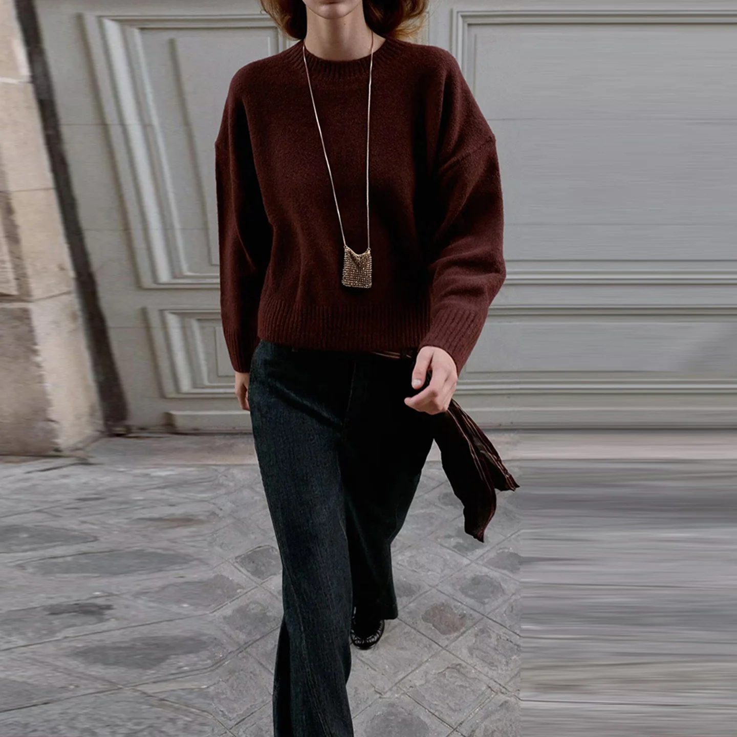 سترة نسائية من Z بأكمام طويلة محبوكة ناعمة وياقة مستديرة، تصميم عصري وشخصي، إصدار جديد لموسم خريف 2025 بالأسلوب الأوروبي #5