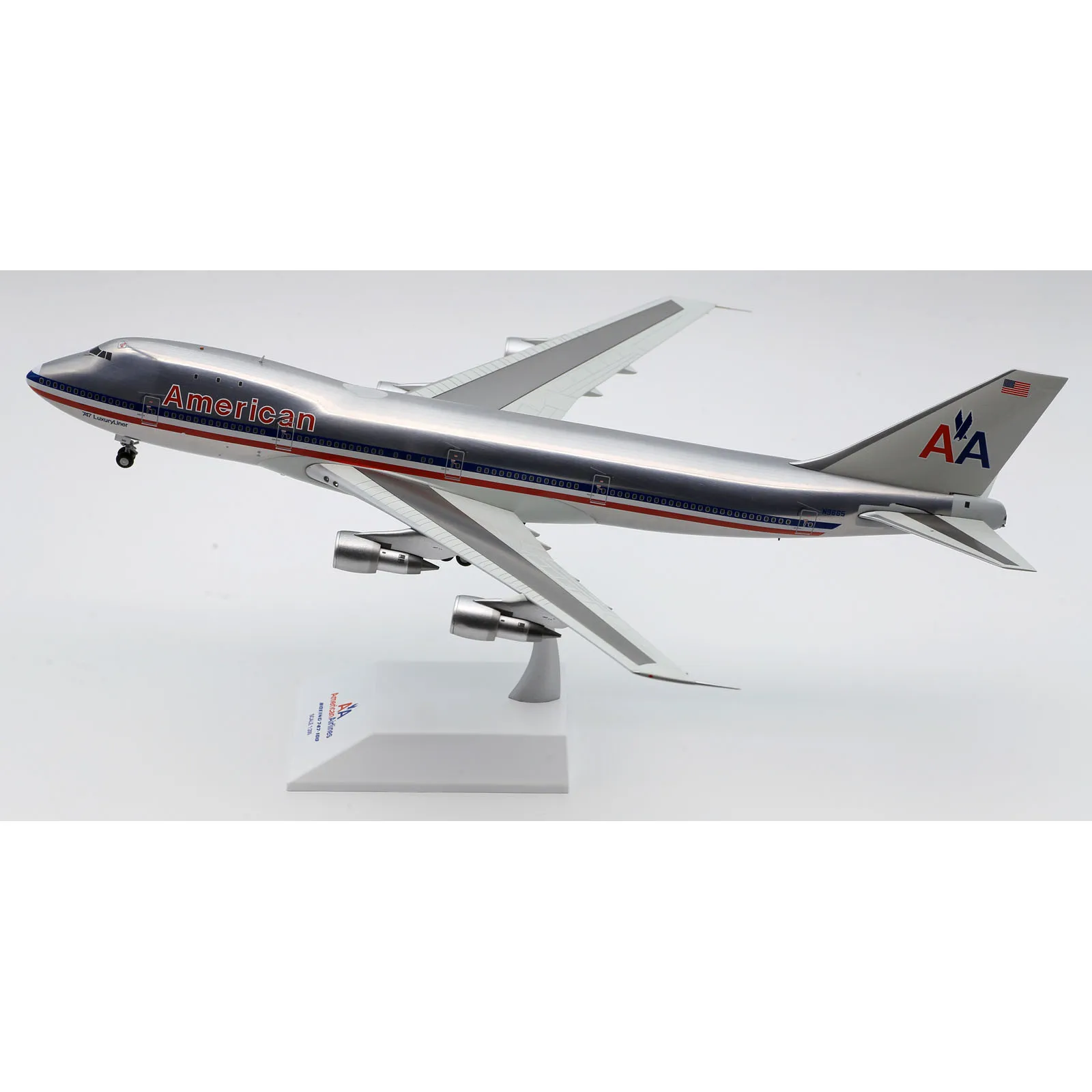 XX20289 Alloy Collectible Plane Gift JC Wings 1:200 American Airlines Boeing 747-100 Diecast Aircraft Jet Model N9665 With Stand