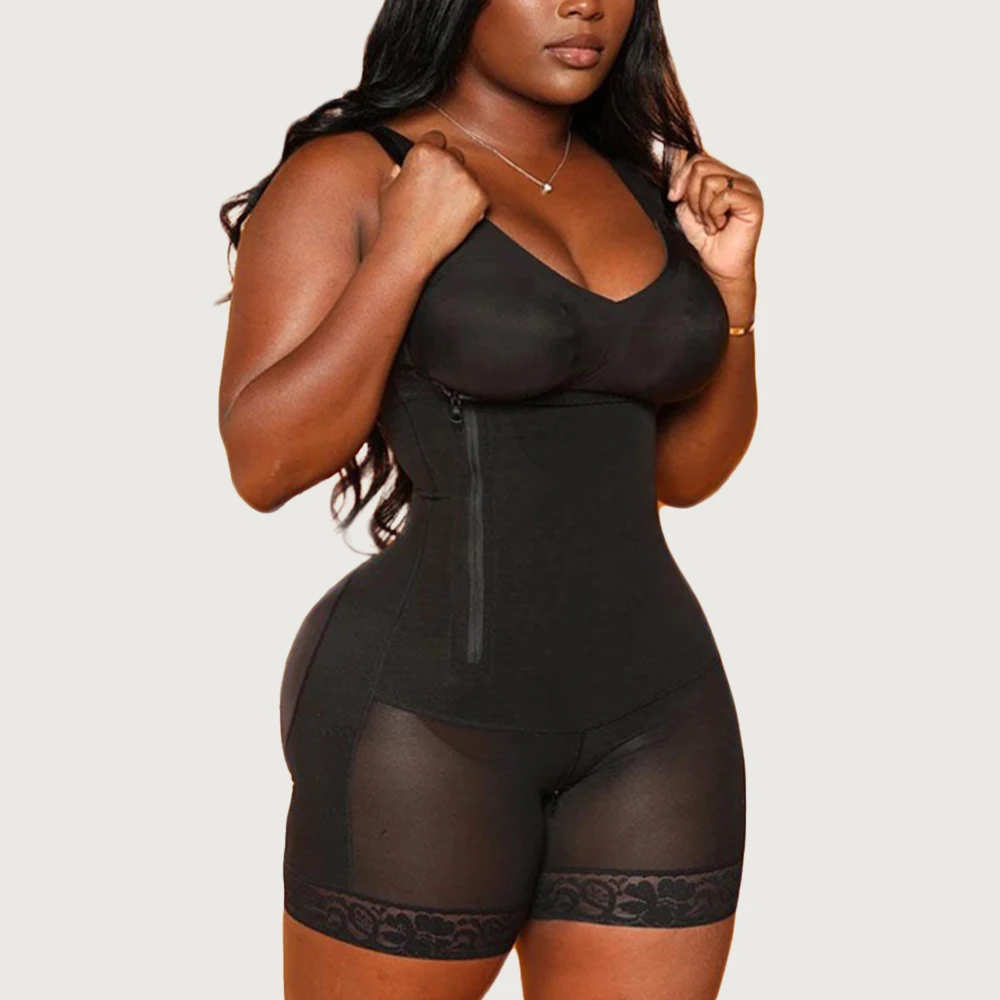 Zandloper Body Builder Fajas Side Rits Body Shaper Butt Lifting Enhancer Verstelbare Bodysuit