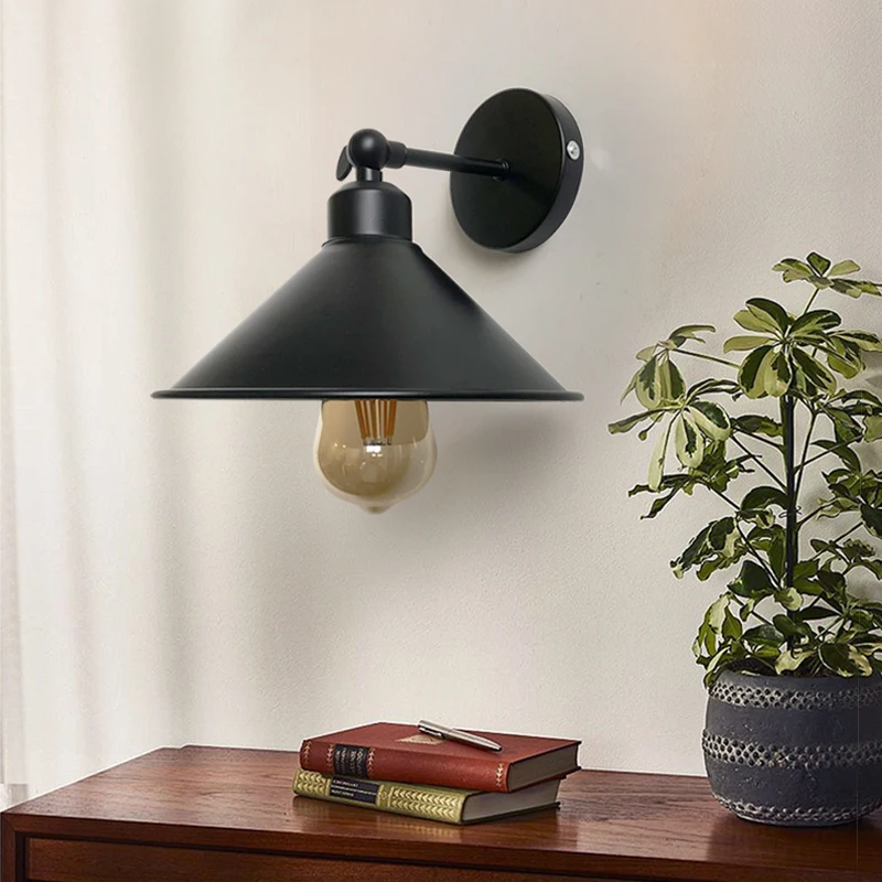 1Pc black industrial swing arm wall lamp, E27 bulb base, living room, bedroom, study, bedside lighting fixture (without bulb)