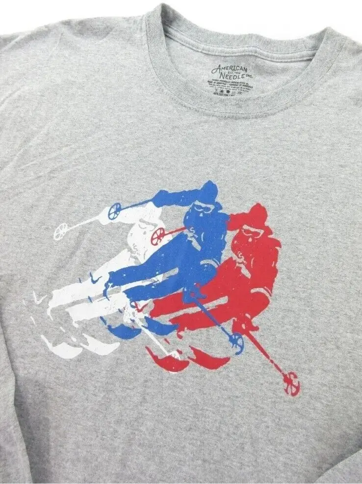 

American Needle T Shirt Men XL Long Sleeve Skiing Race Sporty New