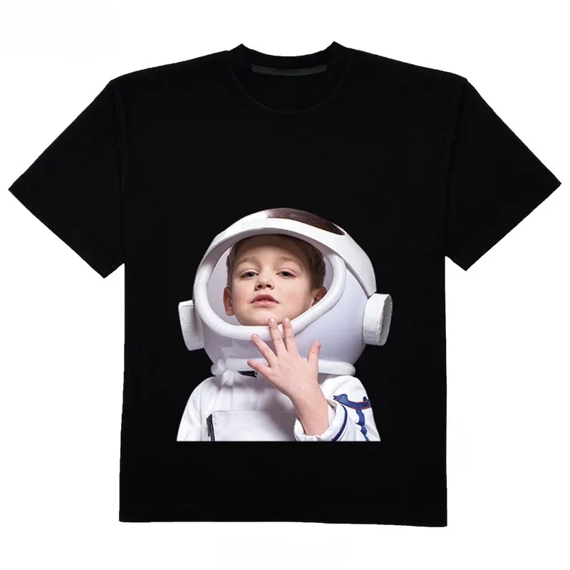 Explosive Korean Tide Short Sleeve Boy Astronaut Babyface Modal Loose Couple Bear T-shirt Children Y2k Top Tops Kids Clothes