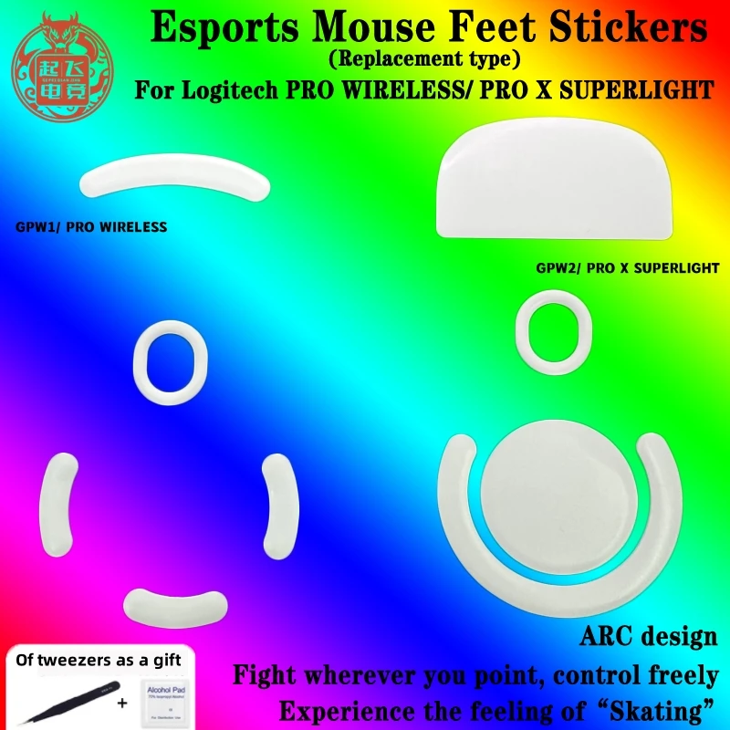 

2 Set Mouse Feet Skates For Logitech G Pro Wireless GPW PRO X SUPERLIGHT Mouse Foot Sticker Smooth White Gray PTFE Sticker