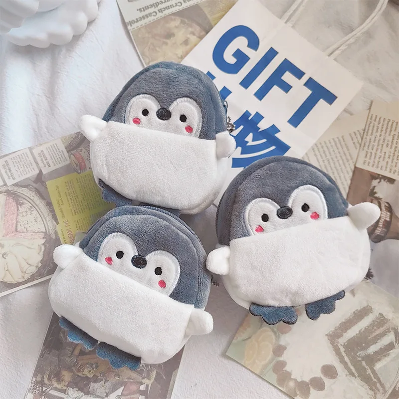 1pc animal shape headphone zipper money Penguin women wallet Kawai card key money coin purse bags gift