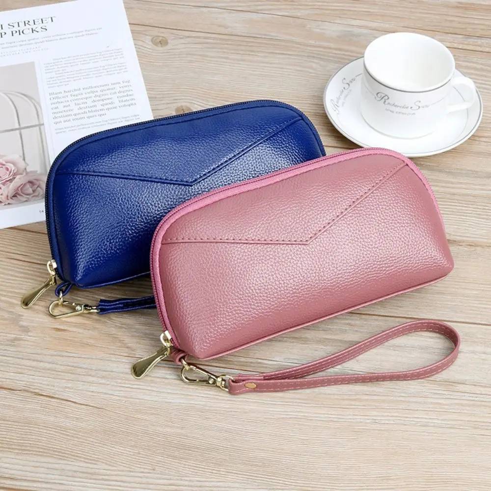 

Cute Style PU Leather Long Wallet Solid Color Patchwork Design Zipper Coin Purse Zipper Closure Designer Bag Women Ladies