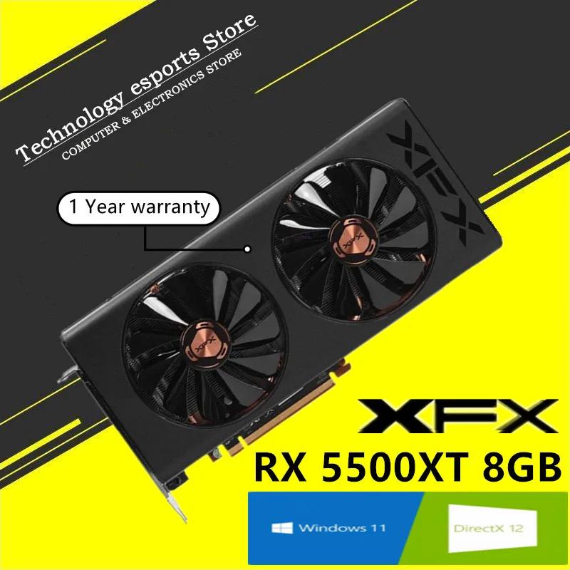 xfx rx 5500xt placa grafica 8gb gpu amd radeon rx 5500 rx5500xt gddr6 128 bit desktop pc jogo de computador 01