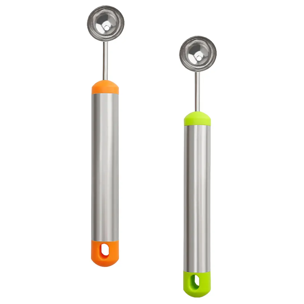 

2pcs Watermelon Scooper Stainless Steel Smooth Melon Baller Ice Cream Spoon Fruit Kitchen Tool Meatball Maker