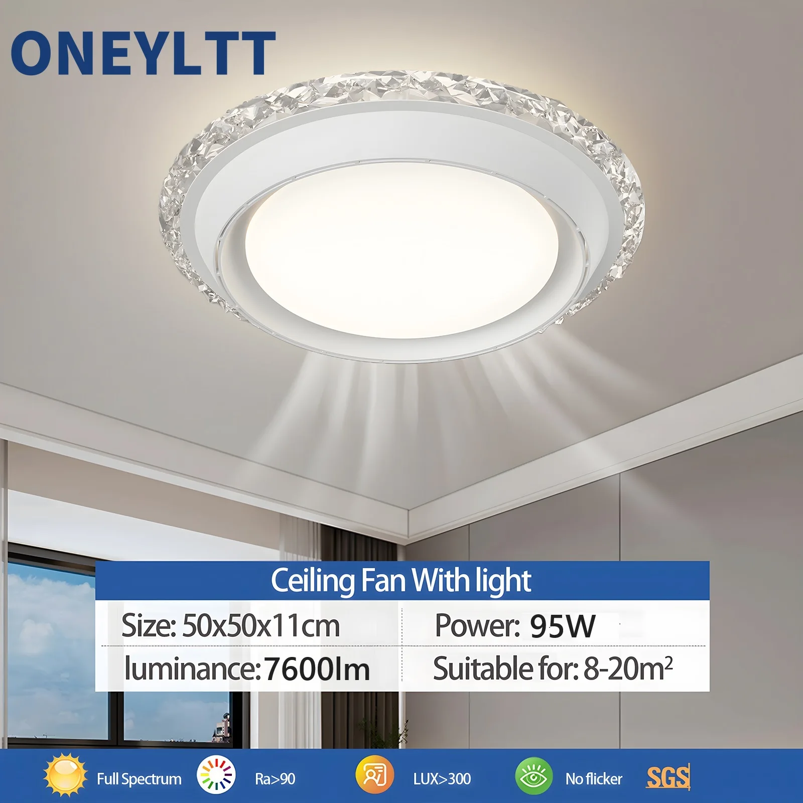 

2025 New Leaf Free Fan Light Simple and Modern Nordic Room Bedroom Light Dining Room Home Round Balcony Fan Light