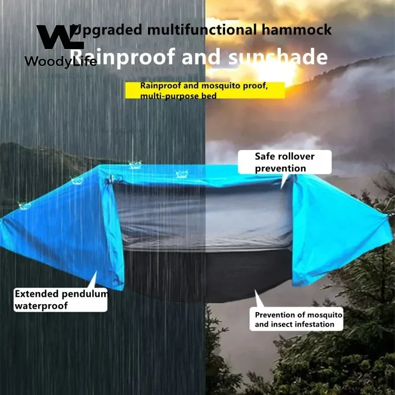 Portable Camping Mosquito Net Hammock Outdoor Garden Travel Sleeping Hanging Hammocks Swing With Waterproof Tent Awnings