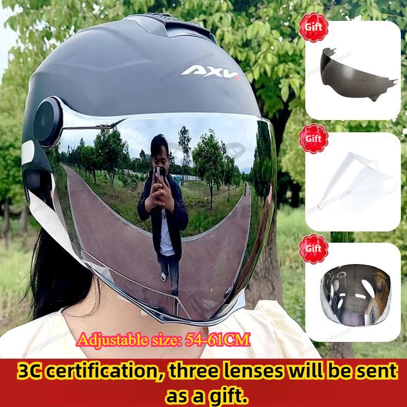 

Motorcycle Open Face Helmet for Men and Women Dual Lens Sun Visor Face Shield Top Lightweight Scooter Bike Retro 3/4 Helmet