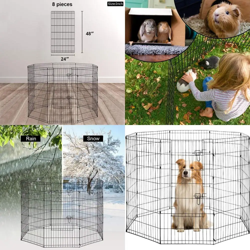 

Портативный металлический вольер для собак на 48 панелей (8 секций), для использования в помещении/на улице, съемный, устойчивый к ржавчине, с дверцей