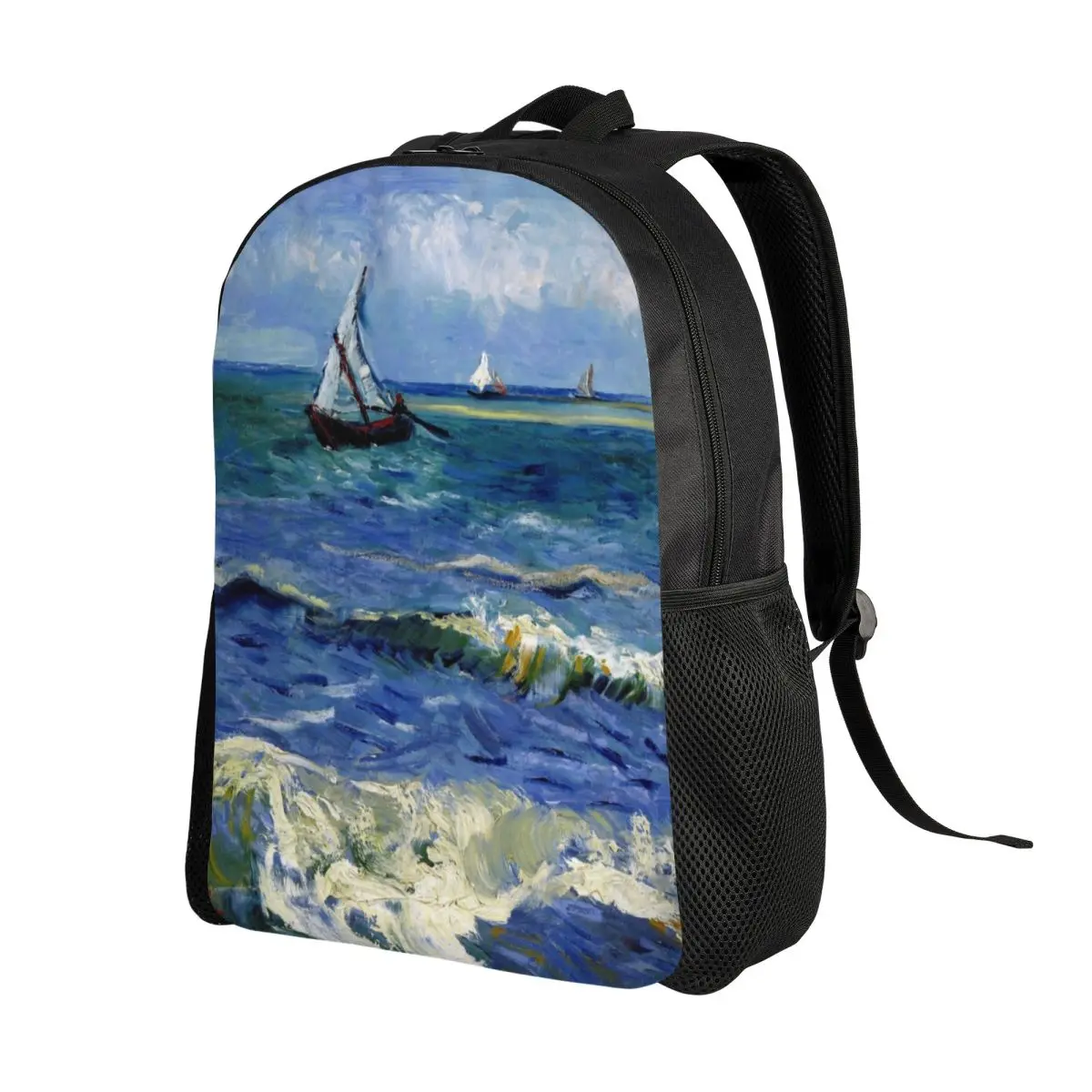 Vincent Van Gogh Backpacks Beach at Scheveningen in Stormy Weather School College Travel Bags Bookbag Fits 15 Inch Laptop