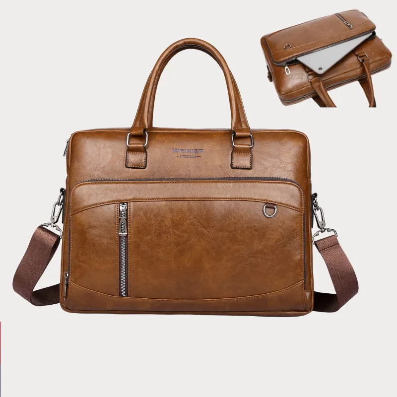 Business Handbag Horizontal Men's Shoulder Crossbody Bag High-end Sense Large Capacity Briefcase for File 15inches Laptop Storag