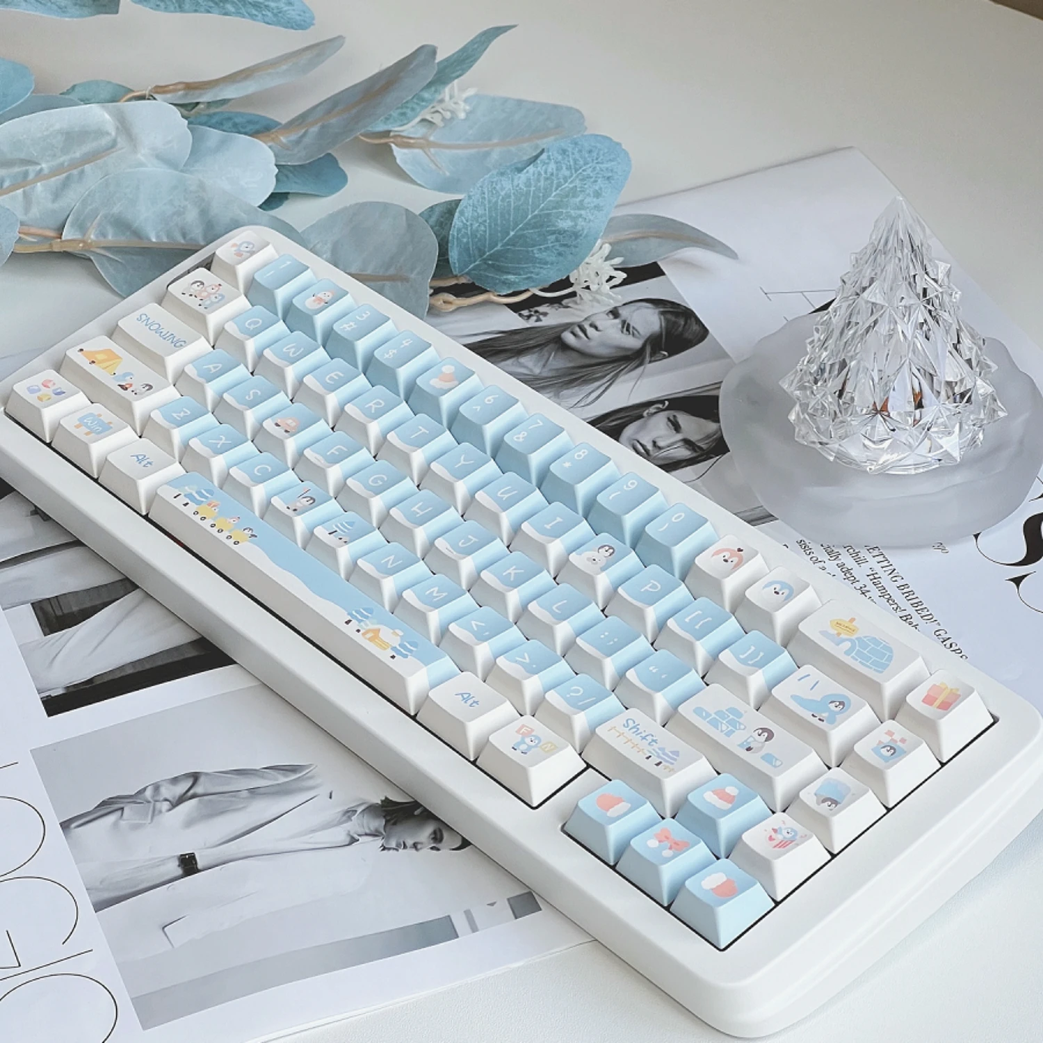 little penguin mecanica teclado caps keycaps tema pintado a mao pbt sublimacao soa cherry perfil 01