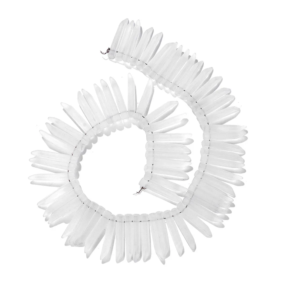 Matte White Glass Quartz Sticks Beads Top Driled Glass Crystal Stick Pendants DIY Crown Necklace Jewelry Making 15\
