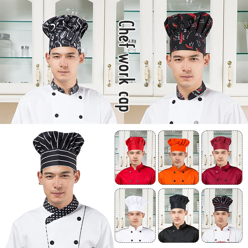 

Restaurant Chef Hat Baker Chef Catering Cook Hat Women Men Chef High Hat Cook Uniform Kitchen Workwear Hat Elastic Adjustable