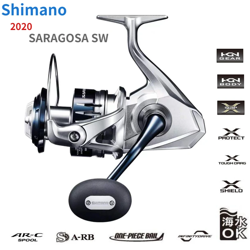 Спиннинговая катушка SHIMANO SARAGOSA SW 5000XG 6000HG 8000HG 10000PG 14000XG 18000HG 20000PG, металлический корпус и катушка для морской рыбалки, 2020