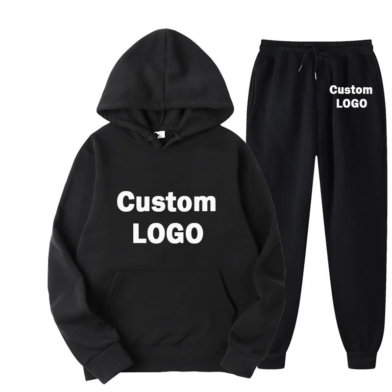 

Custom Logo 2Pieces Sets Men's Women's Tracksuit ​Hoodie + Pants 2024 Autumn Winter Fleece Warm Sportwear Homme Streetwear Suit