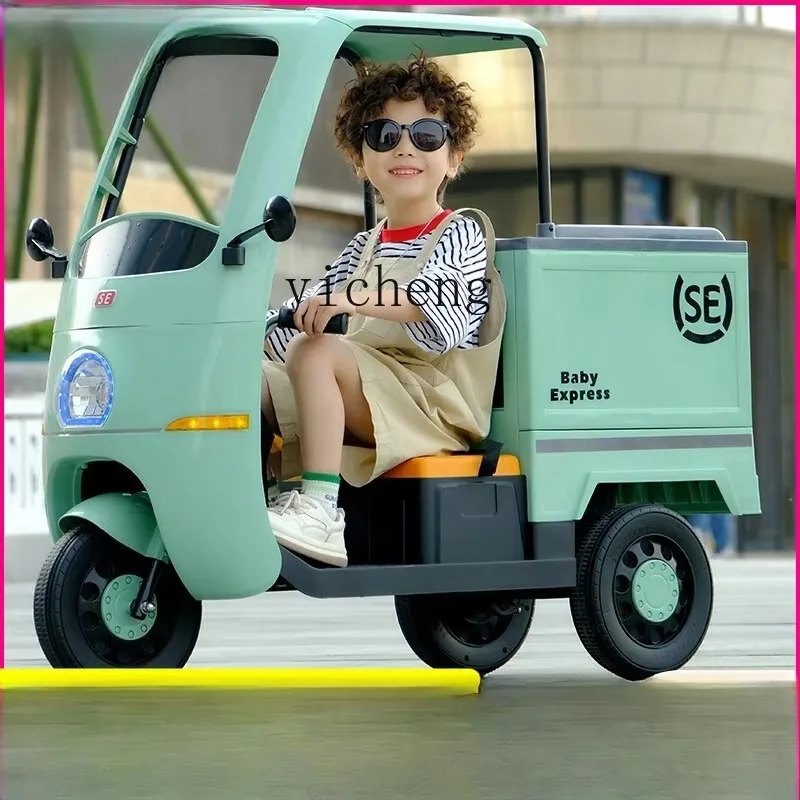 Children's Electric Three-wheeled Motorcycle Boys And Girls Baby Toys With Ceiling CarR25