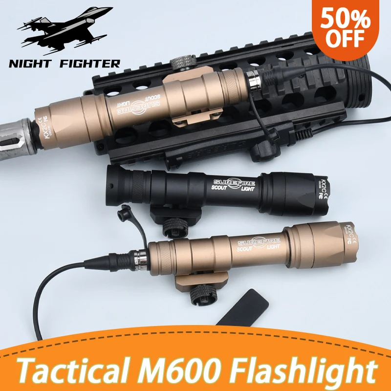 WADSN M600 M600C Tactical Hunting Flashlight 600lm White LED Hunting Weapon Light Fit 20mm Rail Airsoft Accessories Gun LED Ligh