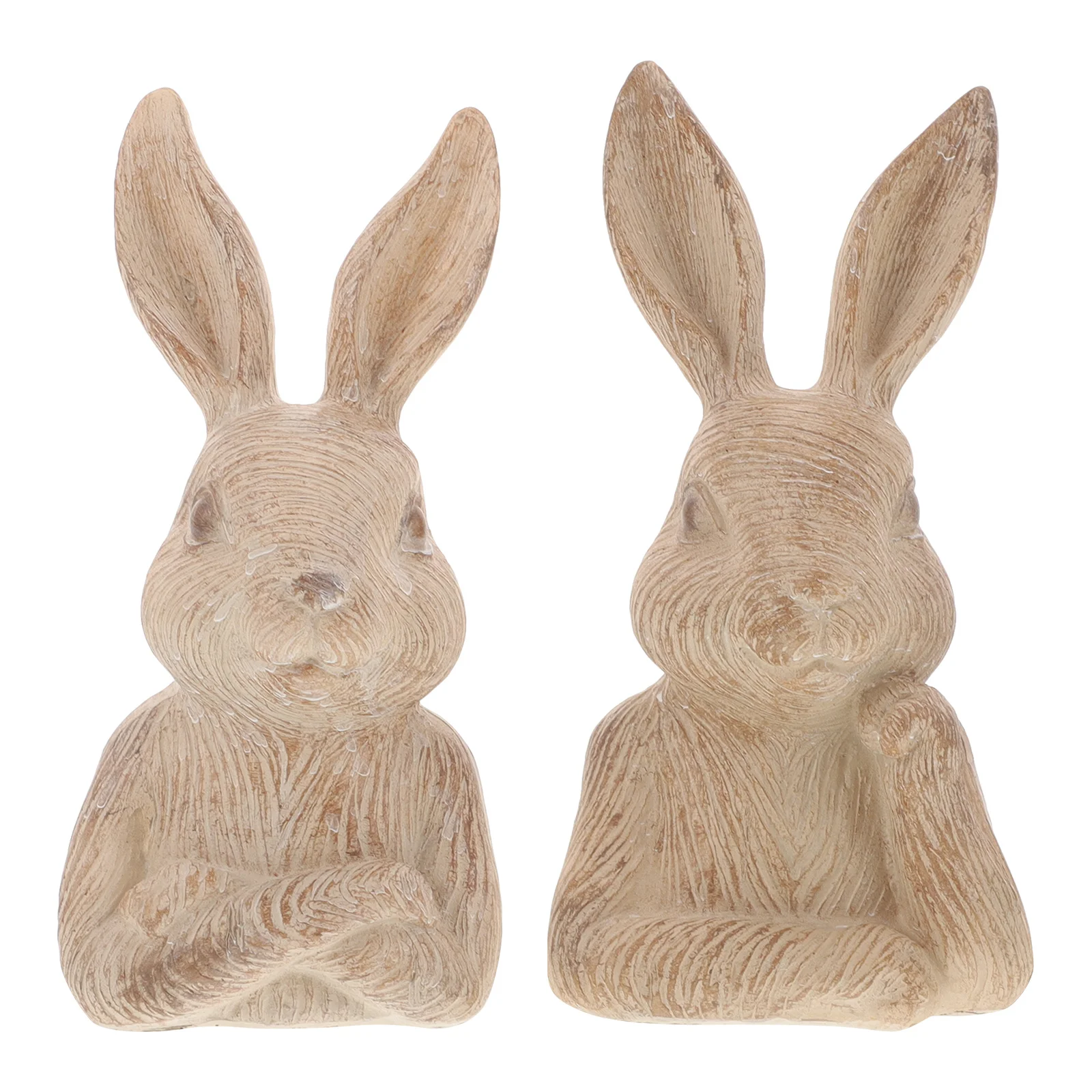 

2Pcs Resin Rabbit Adornment Creative Cartoon Animal Decor Easter Desktop Yard Miniature Decoration Rabbit Statue