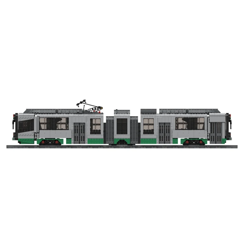 รถไฟความเร็วสูงในเมือง Moc MBTA รถรางสายสีเขียวตัวต่อจัดแสดงแบบอิฐของเล่นสำหรับเด็กสุดสร้างสรรค์ของขวัญ