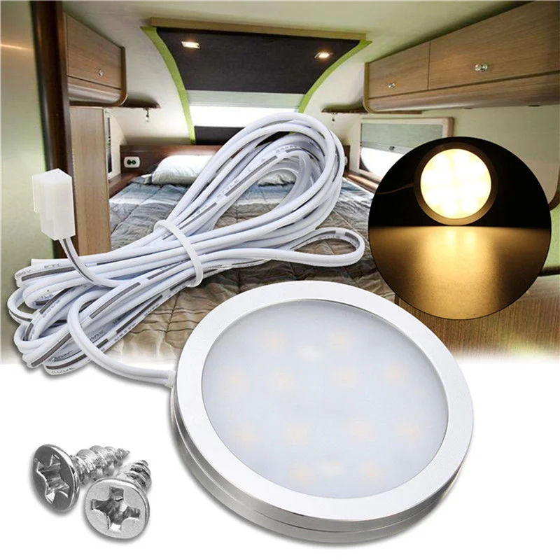 A03Q-8X 12V ไฟ LED RV Camper รถพ่วงเรือภายในเพดานลงโคมไฟหลังคา WARM White