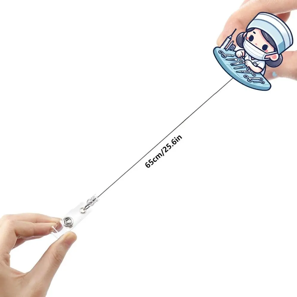 NEW Retractable Nurse Badge Holder Lanyard Acrylic ID Badge Reels Nursing ID Badge Holder ID Card Decoration