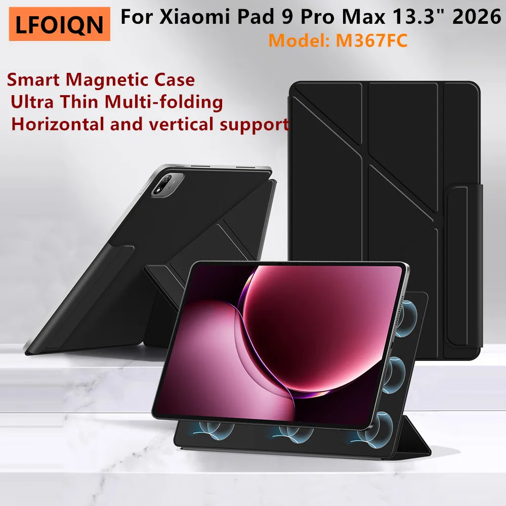 LFOIQN Magnetische Hülle für Xiaomi Pad 9 Pro Max, ultradünn, mehrfach faltbar, für XiaoMi Pad 9 Pro Max 13,3" M367FC Tablet, Smart Cover