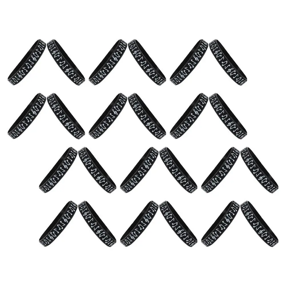 

24 Pcs Note Bracelets Silicone Wristbands for Events Rock Guitar Themed Favors Parties Bulk Colored Arm Bands Music Favors