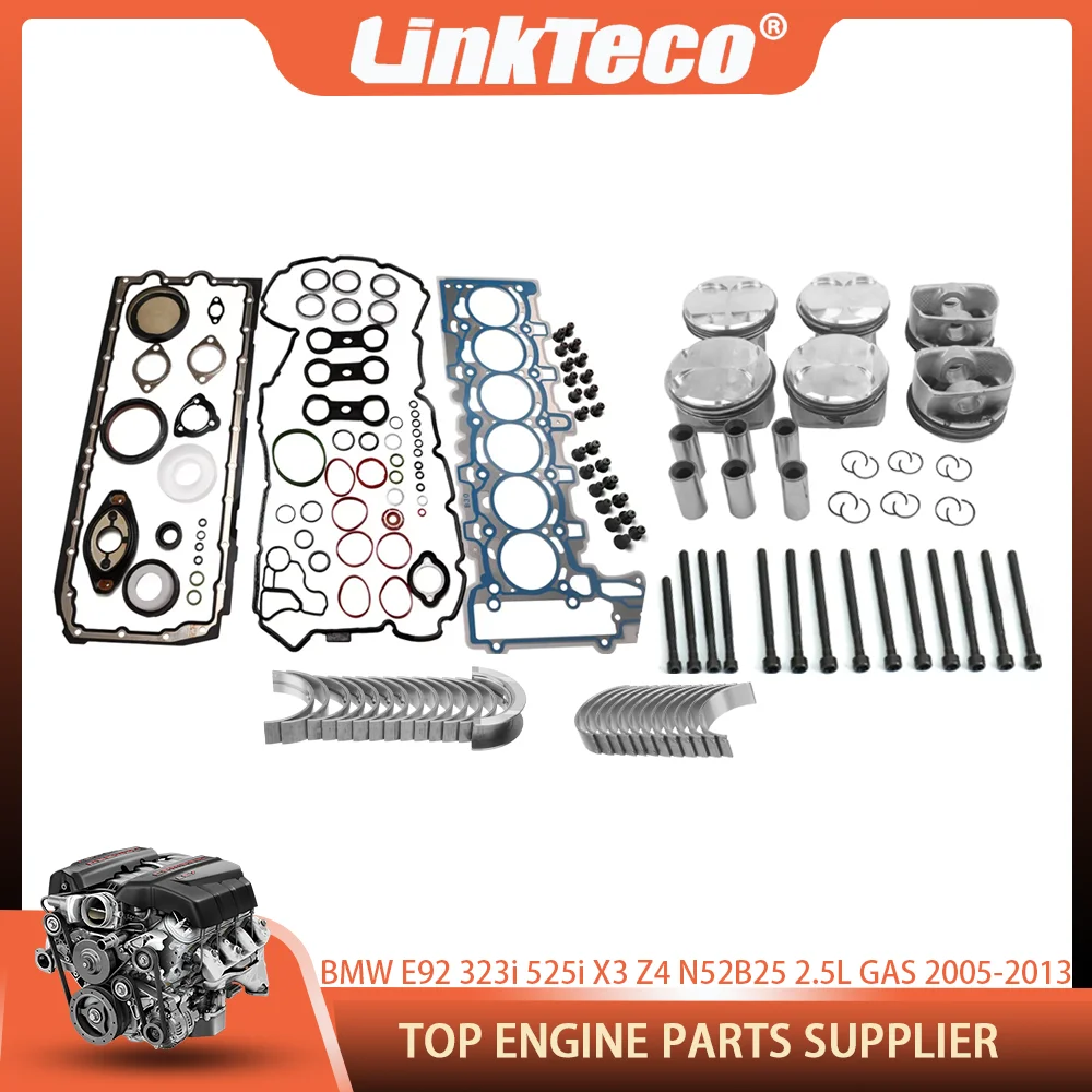 Full Gasket Set Engine Bearing Piston For BMW E60 E61 E83 E85 E91 E92 323i 323Xi 325Xi 523i 525i X3 Z4 N52B25 2.5L GAS 05-13