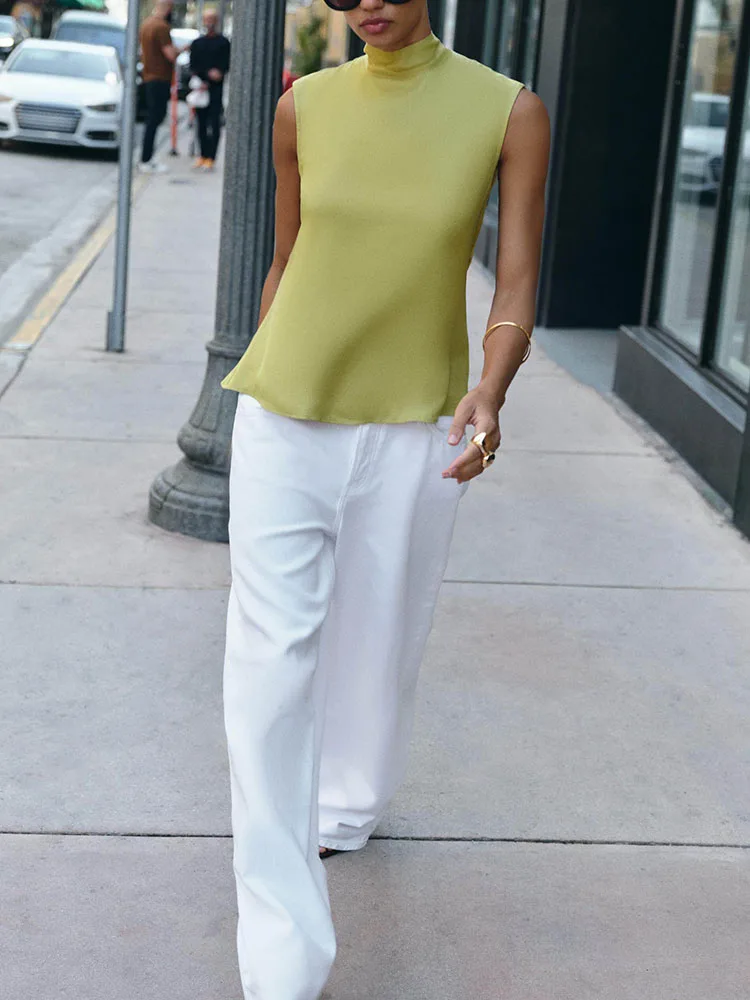

Spring 2026 Women's Silk Satin High Collar Svel Knot Top Ethnic Stage Costume Premium Quali Faionable