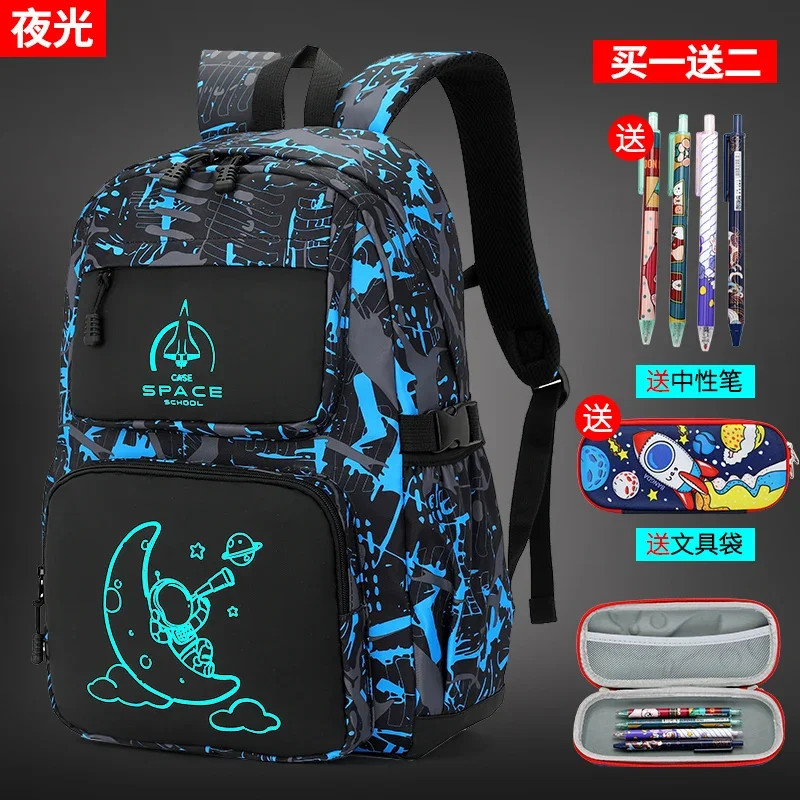 2024 Waterproof Luminous children School Bags For Boys teens Kids School Backpack Orthopedic Primary Schoolbag Book Bag Mochila