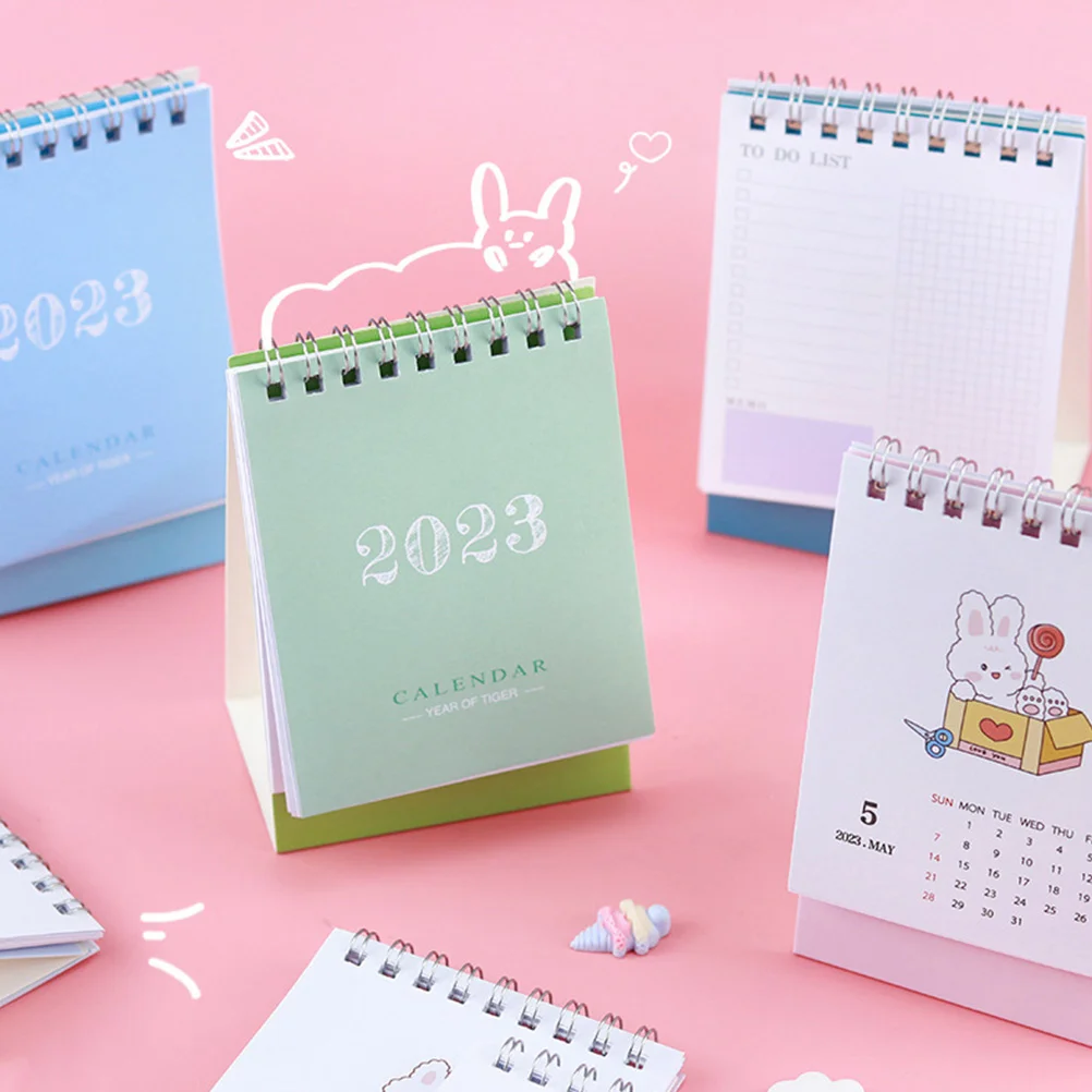 1pc Mini Desktop Calendar 2023 Paper Standing Calendar For Office Home School Small Student Planner Practical Schedule