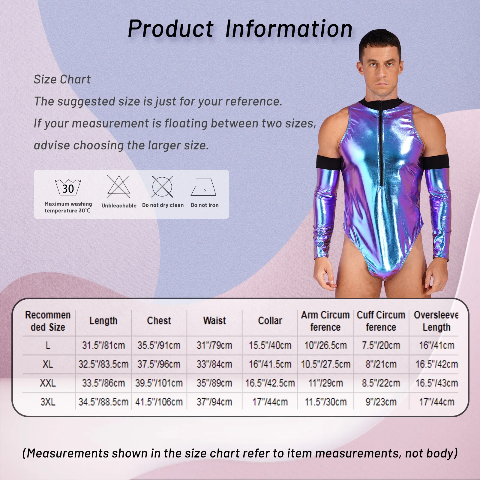 Men Halloween Astronaut Cosplay Costume One Piece Mock Neck Zipper Bodysuit Sleeveless High Cut Patent Leather Catsuit Clubwear