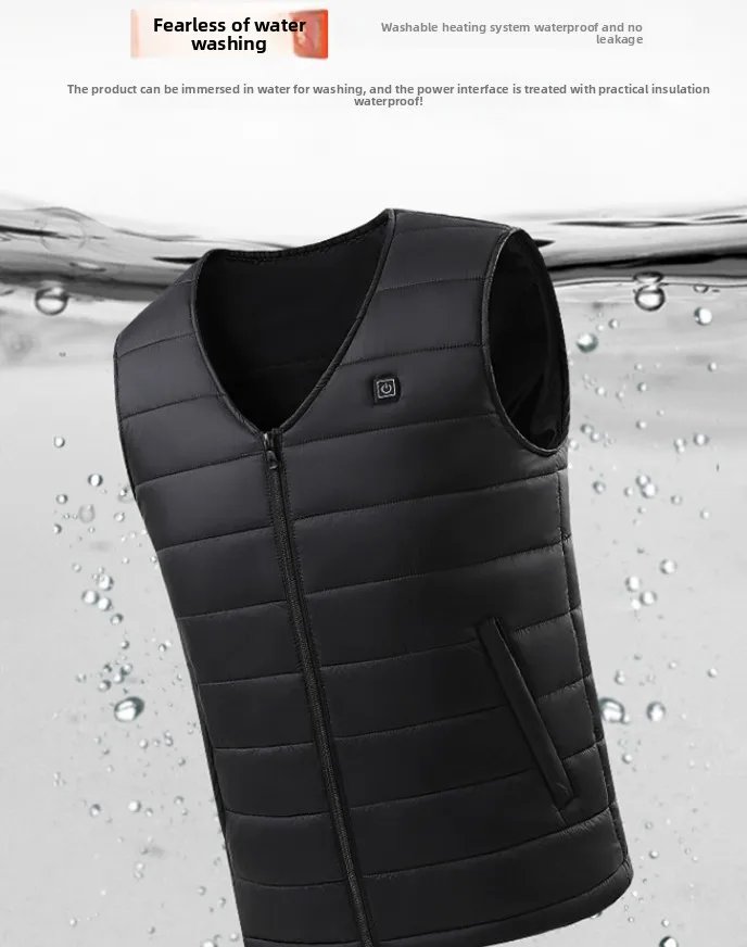 Men Autumn winter Smart heating Cotton Vest 10 area Heated V neck vest Women Outdoor Flexible Thermal Winter Warm Jacket M-7XL