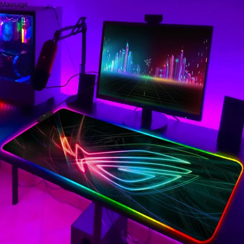 

ROG Cool RGB LED Light Большой коврик для мыши Настольный коврик Игровые аксессуары Настольный коврик Противоскользящий - Подходит для офиса игроков и киберспорта