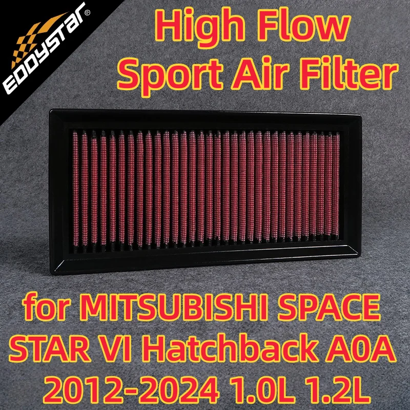 High Flow Sport Air Filter for MITSUBISHI SPACE STAR VI Hatchback A0A 2012-2024 1.0L 1.2L Washable Racing Intake Filters
