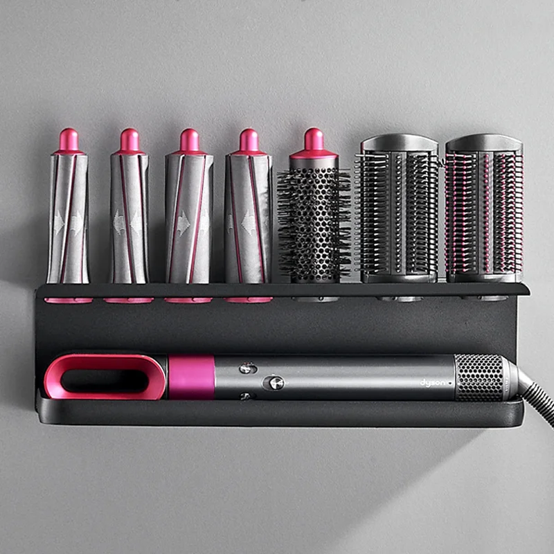 Suitable For Dyson Curling Iron Storage Rack Storage Rack Hair Dryer Stand Hanging Rack Wall Perforated Black Storage Rack